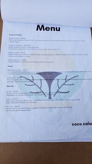 Menu at Coco Calala in Leon