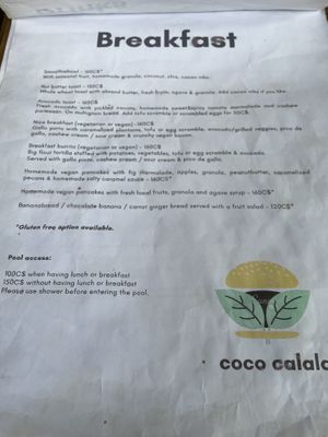 Breakfast Menu  at Coco Calala in Leon