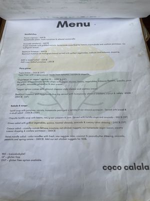 Menu  at Coco Calala in Leon