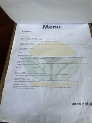 Menu  at Coco Calala in Leon