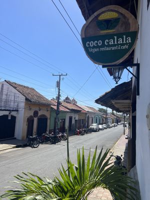 Front entrance sign  at Coco Calala in Leon