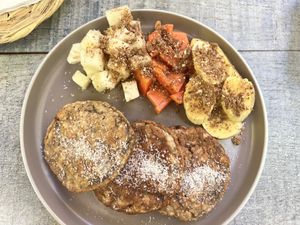 I’m not even the biggest fan of pan cakes but these were SO GOOD!!  at Coco Calala in Leon