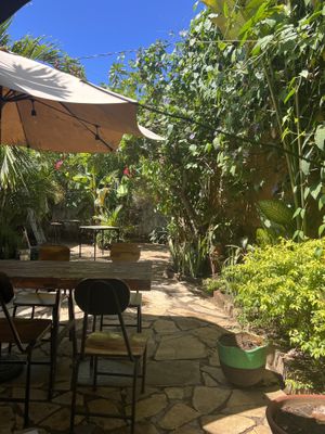 Some of their beautiful outdoor seating!  at Coco Calala in Leon