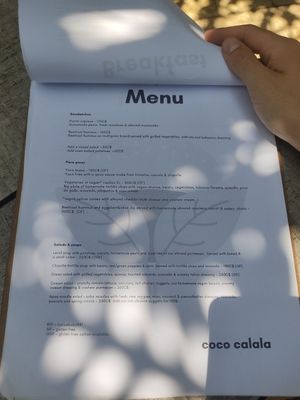 Menu at Coco Calala in Leon