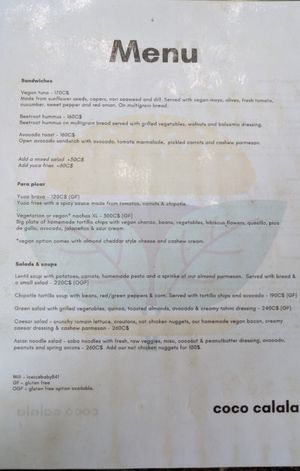 Menu April 2025 at Coco Calala in Leon