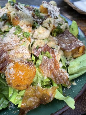 That vegan “bacon”, nuggies & parm - a rare treat in Nicaragua  at Coco Calala in Leon