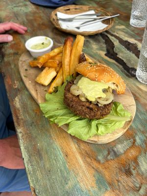 Lentil burger at Coco Calala in Leon