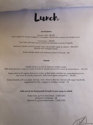 Menu - Lunch at Coco Calala in Leon