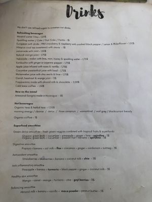 Menu - drinks at Coco Calala in Leon