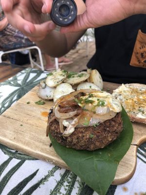 Lentil burger  at Coco Calala in Leon