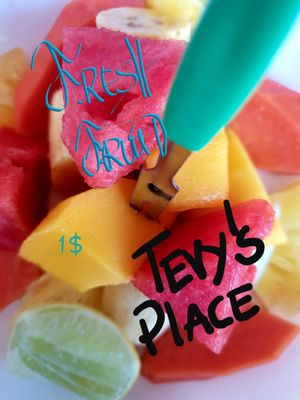 Fruit plate at Tevy's Place in Siem Reap