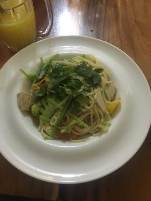 Veg and tofu noodles at Tevy's Place in Siem Reap