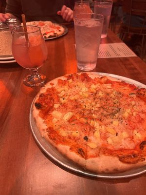 vegan pineapple pizza  at Hand Fire Pizza in Jackson