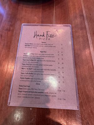 Vegan Menu   at Hand Fire Pizza in Jackson