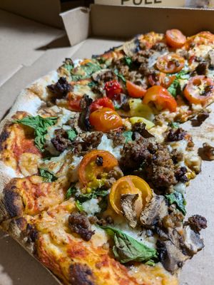 Impossible meat and veggies at Hand Fire Pizza in Jackson