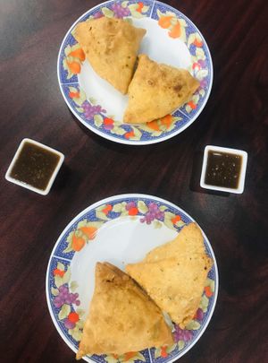 Samosa (crispy pastry stuffed with potatoes, green peas and herbs) at Aqua Vita Kitchen in Tucson