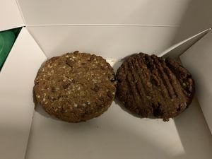 Coconut and cranberry cookie and gingernut on right  at SeedsOfLife in Burleigh Heads