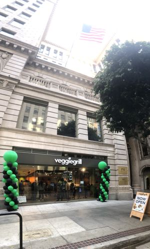 Outside of Veggie Grill after their opening day! at Veggie Grill - DTLA in Los Angeles