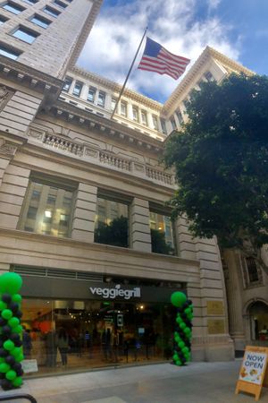 Outside of Veggie Grill after their opening day! at Veggie Grill - DTLA in Los Angeles