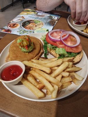 Chicken burger at Veggie Grill - DTLA in Los Angeles