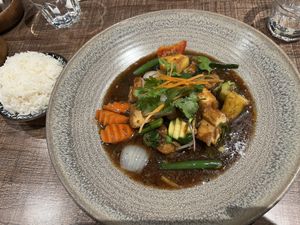 Lemongrass tofu curry  at Green Bamboo in Nelson