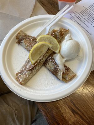 Crepes with lemon and sugar   at Hobart Cat Cafe in North Hobart