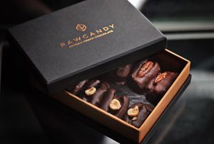 Chocolate covered dates filled with nut butter

Vegan . Gluten-free . Refined Sugar free at Raw Candy in Manama