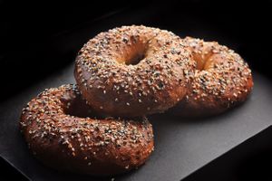 Fresh Baked Everything Bagel with seasoning

Vegan . Refined Sugar free at Raw Candy in Manama