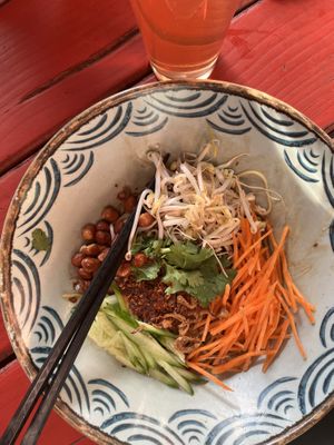Vegan spicy dan dan noodles   at Sushi Soldier Eightgrains  in Christchurch