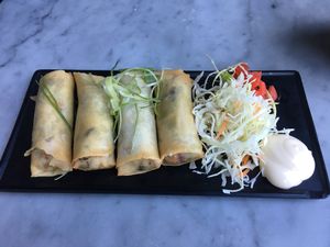 Vegan spring rolls  at Sushi Soldier Eightgrains  in Christchurch