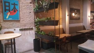 Inside seating area at Koku Kitchen in Barcelona