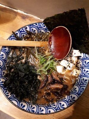Spicy veg ramen at Koku Kitchen in Barcelona