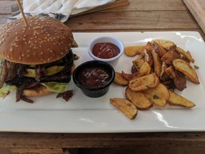 Vegan burger at Taghazout Chez Titrite in Taghazout