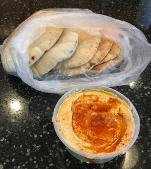 6 pack of pitas and hummus to go at Naf Naf Grill in Eagan