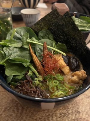 Yummy vegan miso soup! Many more vegan options! 🌱  at Hinata Ramen in Amsterdam