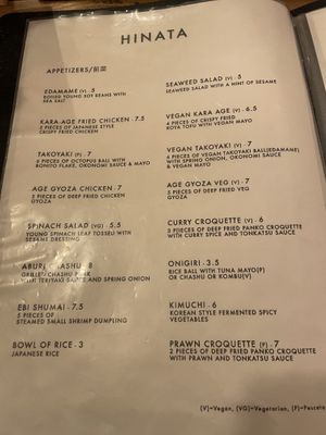 Starters  at Hinata Ramen in Amsterdam