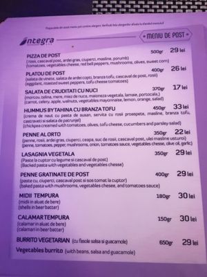 Du post menu at Integra in Constanta