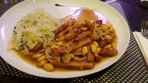 Seitan with almonds and rice at Integra in Constanta