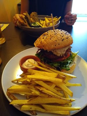 Bean and tofu burger  at Kong - Food Made With Compassion in Lisbon