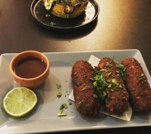 Croquettes and bruschetta  at Kong - Food Made With Compassion in Lisbon