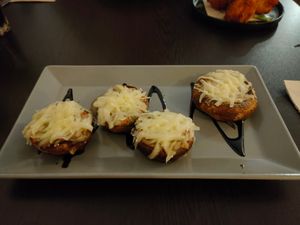 Cheese and bacon mushrooms at Kong - Food Made With Compassion in Lisbon