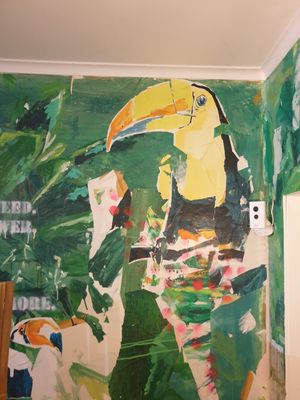 Beautiful interior wall art at Kong - Food Made With Compassion in Lisbon