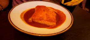Francesinha, plenty of sauce at Kong - Food Made With Compassion in Lisbon