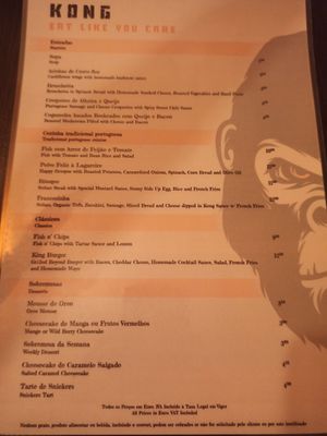 Menu at Kong - Food Made With Compassion in Lisbon