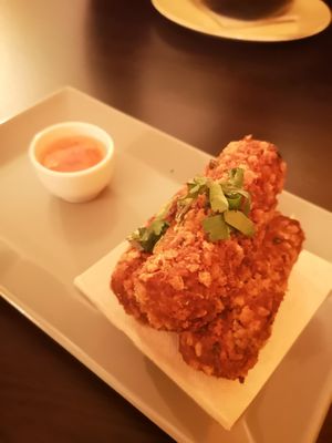 Croquetas with vegan cheese and chorizo at Kong - Food Made With Compassion in Lisbon