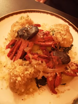 Happy octopus and potatoes at Kong - Food Made With Compassion in Lisbon