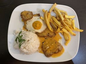 Seitan steak with special mustard sauce.   at Kong - Food Made With Compassion in Lisbon