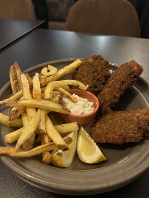 Fish and fries  at Kong - Food Made With Compassion in Lisbon