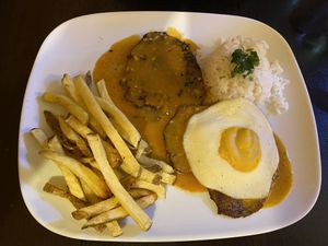 Steak and omelette  at Kong - Food Made With Compassion in Lisbon