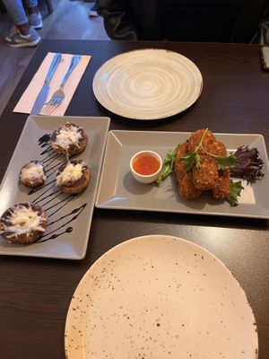 Croquettes and Roasted Mushrooms  at Kong - Food Made With Compassion in Lisbon